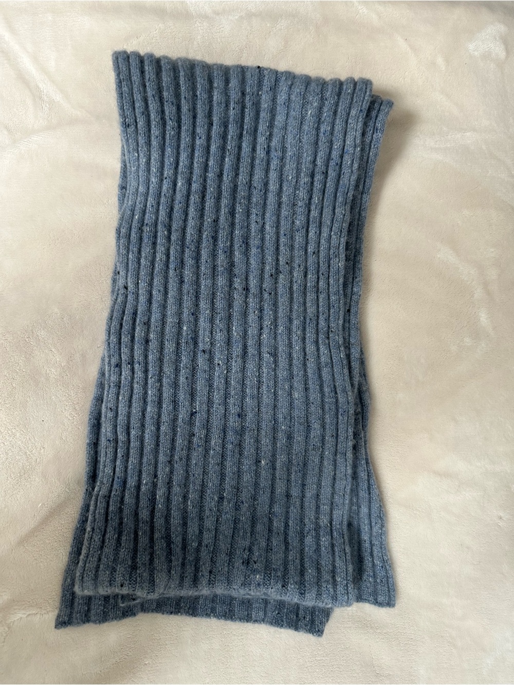 100% cashmere Women's Ribbed Knit shawl in Slate Blue
